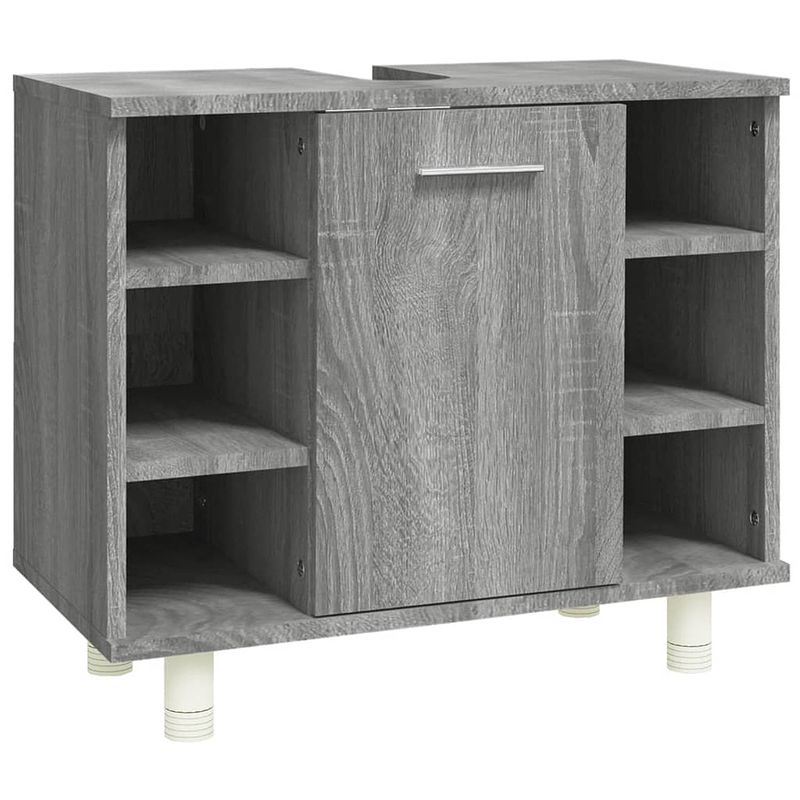 Foto van The living store badkaast - naam - opbergruimte - 60 x 32 x 53.5 cm - grijs sonoma eiken - bewerkt hout