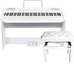 Foto van Fazley fsp-500-w digitale piano wit + onderstel + pianobank