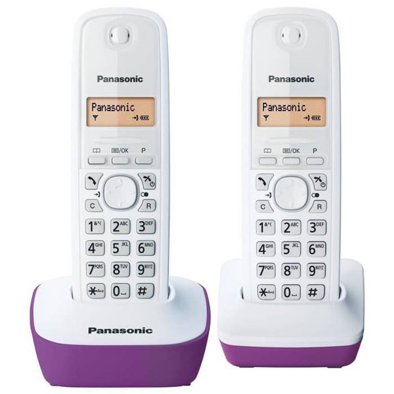 Foto van Panasonic kx-tg1612frf duo-telefoon zonder bestand zonder antwoordapparaat wit paars