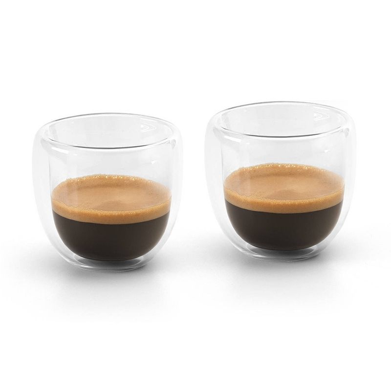 Foto van Set van 4x dubbelwandige koffie/espresso glazen 75 ml - transparant - koffie- en theeglazen