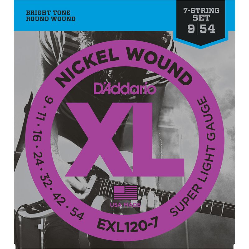 Foto van D'saddario exl120-7 snaren set voor elektrische gitaar