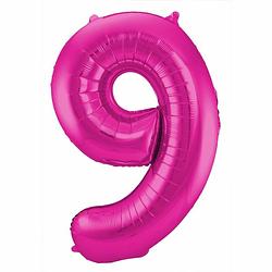 Foto van Cijfer 9 ballon roze 86 cm - ballonnen