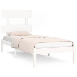 Foto van The living store bedframe alpha - grenenhout - 205.5 x 95.5 x 31 cm - wit