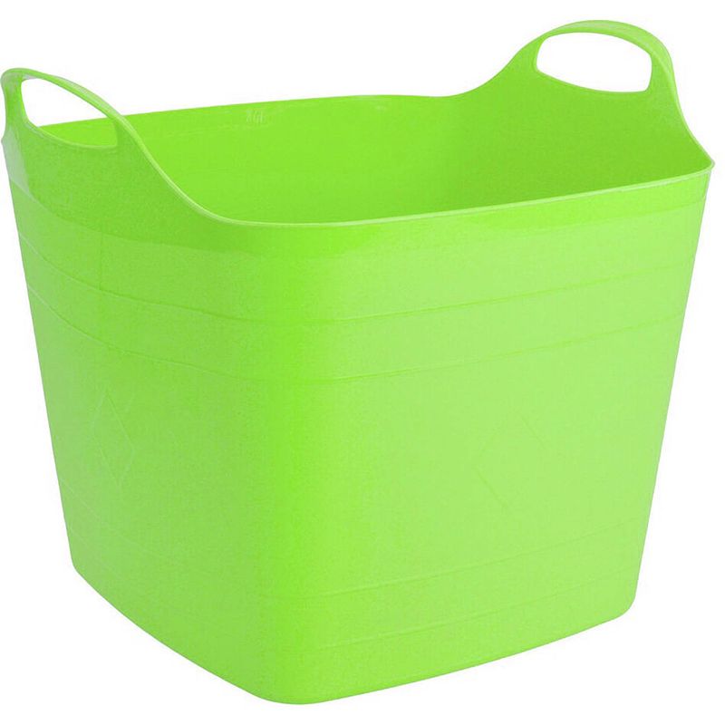 Foto van Flexibele kuip emmer/wasmand vierkant groen 40 liter 42 x 42 cm - wasmanden