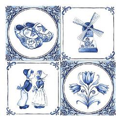 Foto van Papieren servetten met delfts blauw thema print 60 stuks - feestservetten