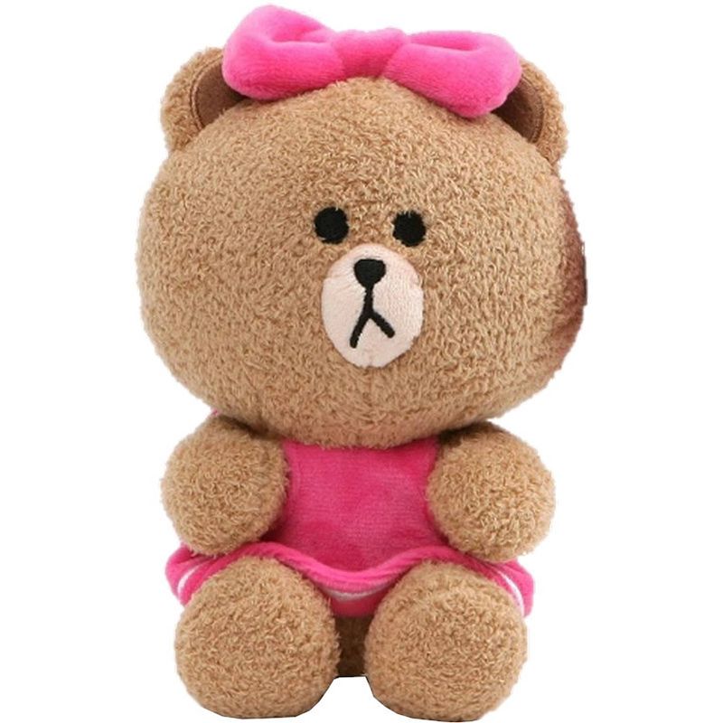 Foto van Line friends knuffelbeer choco 18 cm pluche bruin/roze