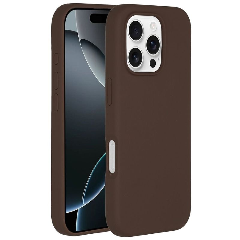 Foto van Accezz liquid silicone backcover met magsafe iphone 16 pro max telefoonhoesje bruin