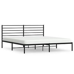 Foto van Vidaxl bedframe met hoofdbord metaal zwart 200x200 cm