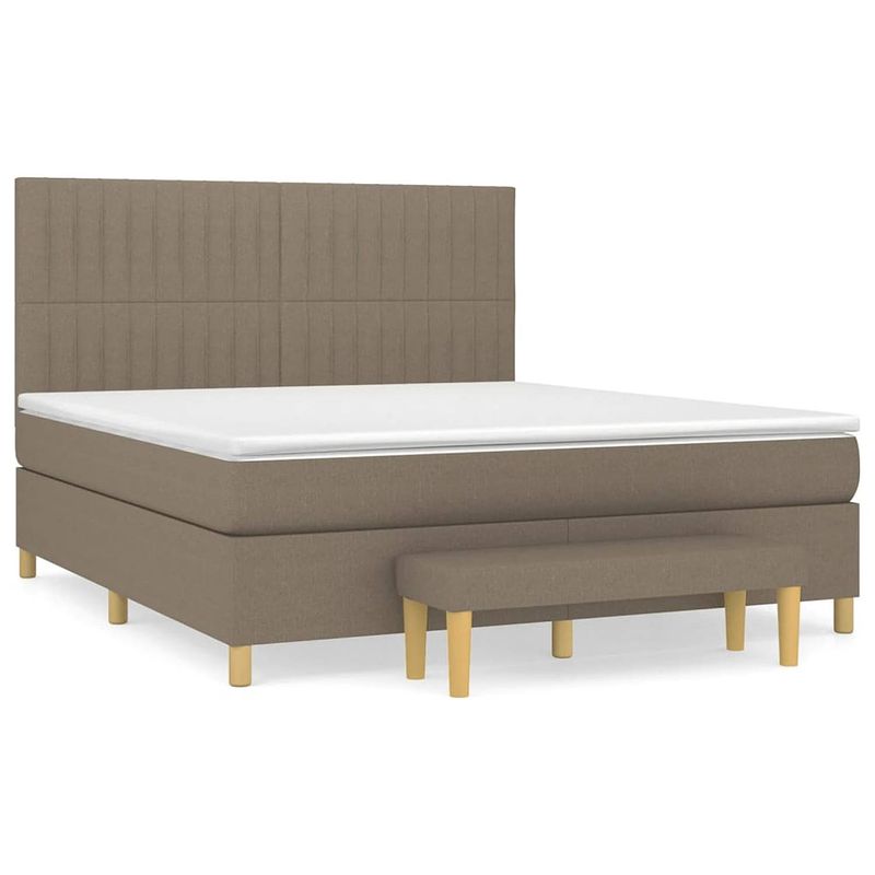 Foto van The living store boxspringbed - pocketvering - 180x200 cm - taupe - verstelbaar hoofdbord