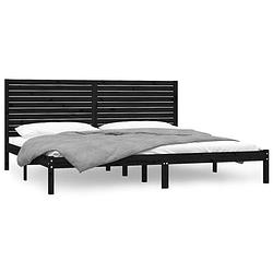 Foto van The living store bedframe - zwart - massief grenenhout - 205.5 x 206 x 100 cm - geschikt voor 200 x 200 cm matras