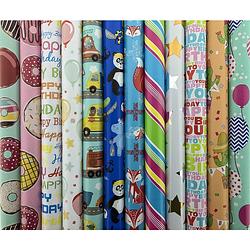 Foto van Assortiment luxe cadeaupapierinpakpapier voor kinderen ch2 - 200 x 70 cm - 5 rollen