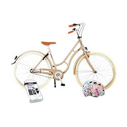 Foto van Volare kinderfiets lifestyle - 48 cm - zand - 3 versnellingen - lage zadelstand - met fietshelm en accessoires