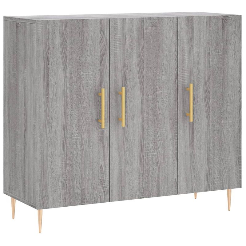 Foto van Vidaxl dressoir 90x34x80 cm bewerkt hout grijs sonoma eikenkleurig