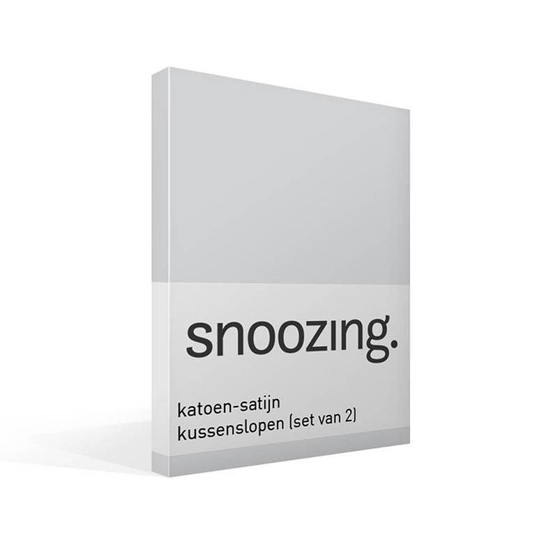 Foto van Snoozing - kussenslopen - set van 2 - katoen satijn - 60x70 - grijs