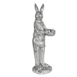 Foto van Clayre & eef decoratie beeld konijn 13*11*33 cm zilverkleurig