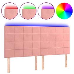 Foto van Vidaxl hoofdbord led 160x5x118/128 cm fluweel roze