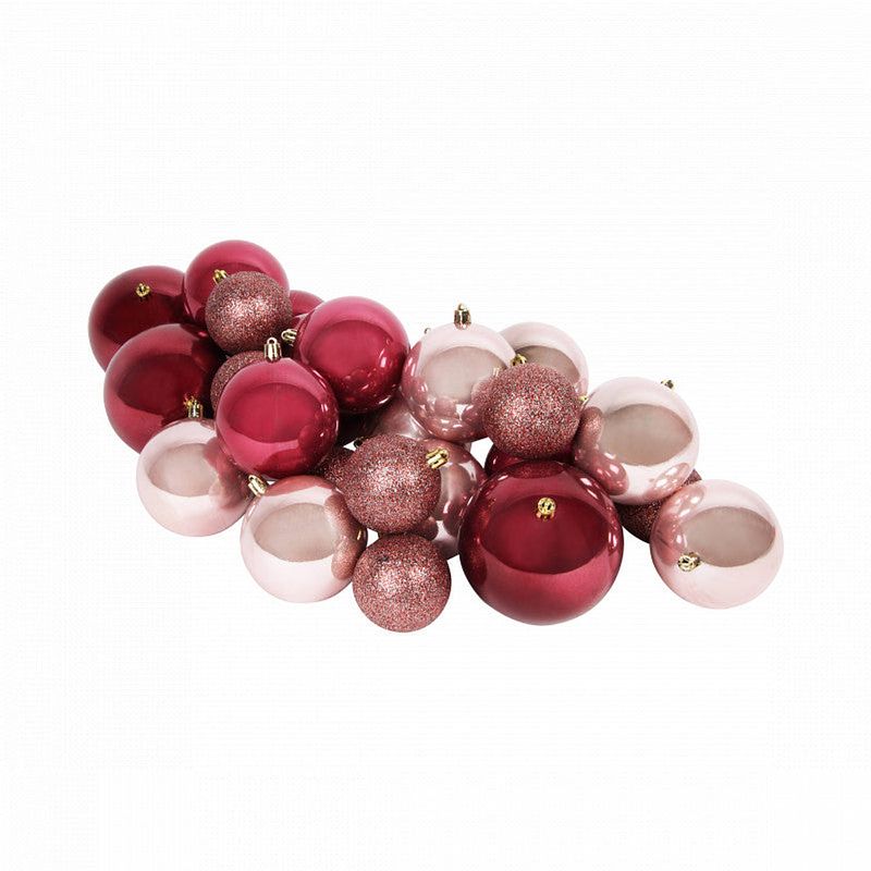 Foto van Niceey kerstballenset - 26 stuks - roze