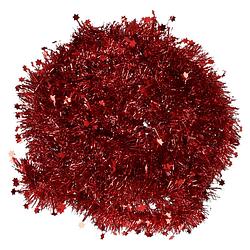 Foto van Decoris kerstslinger - rood - sterren - 270 x 7 cm - glans - kerstslingers