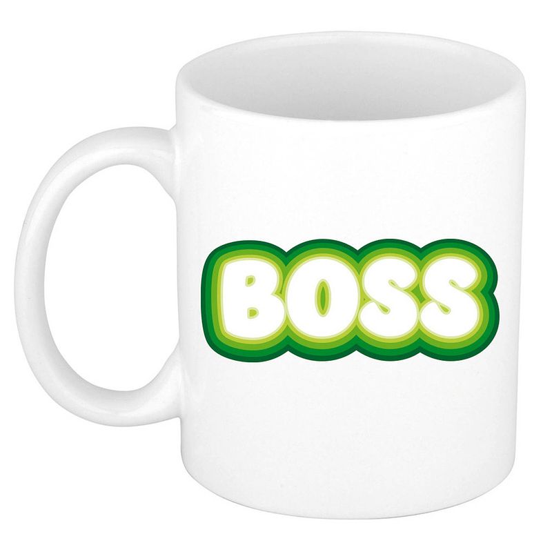 Foto van Bellatio decorations cadeau mok voor baas - groen - grappig - keramiek - 300 ml - boss - feest mokken