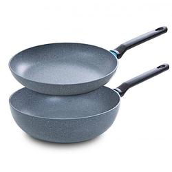 Foto van Bk blue label granite pannenset - koekenpan & wok - 28 cm