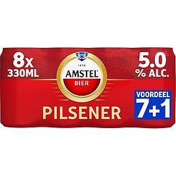 Foto van Amstel pilsener bier blik 7+1 x 330ml voordeelpack bij jumbo