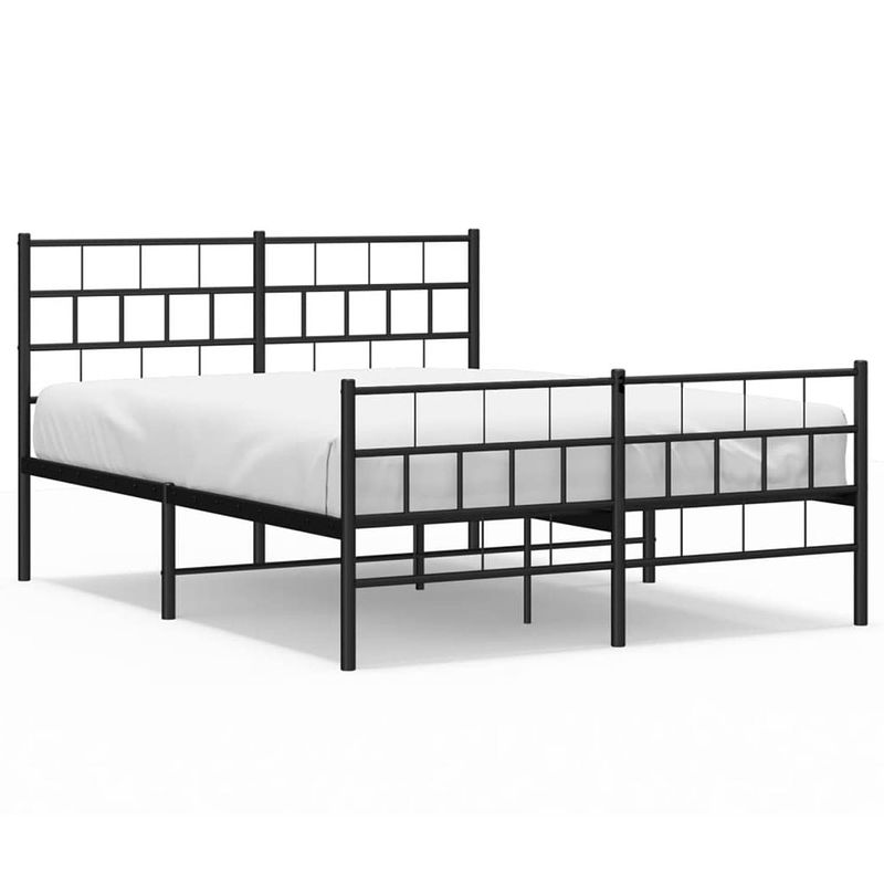 Foto van Vidaxl bedframe met hoofd- en voeteneinde metaal zwart 140x200 cm