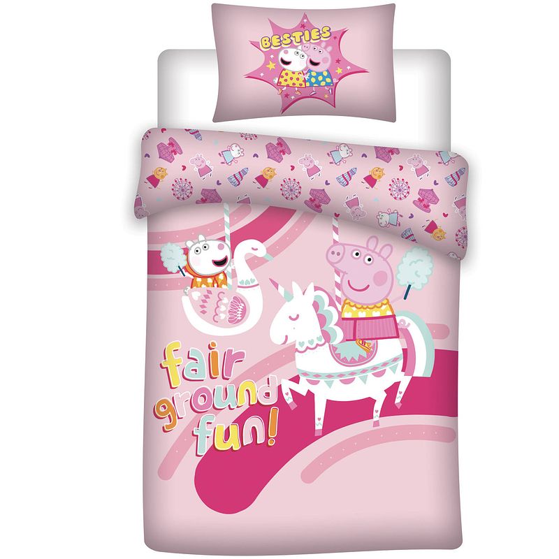 Foto van Peppa pig unicorn dekbedovertrek - eenpersoons - 140 x 200 cm - roze