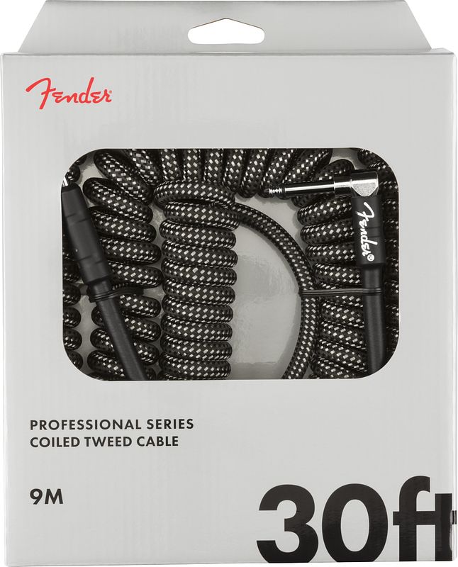 Foto van Fender professional cables coil cable 9 m grijs tweed recht en haaks