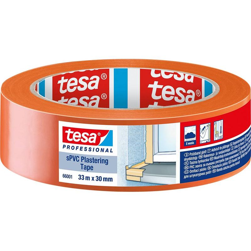 Foto van Tesa spvc 66001-00002-00 gipstape tesa professional oranje (l x b) 33 m x 30 mm 1 stuk(s)