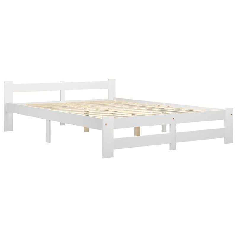 Foto van The living store bedframe - grenenhout - 204 x 147 x 55 cm - wit