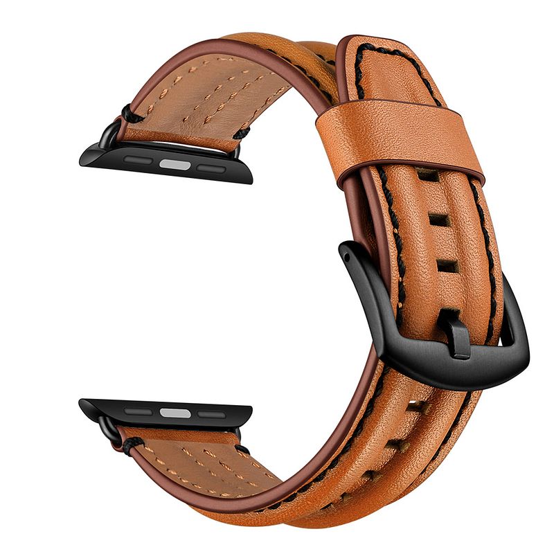 Foto van Smartphoneclip - bandje leer cognac robuust - voor apple watch 42-44mm