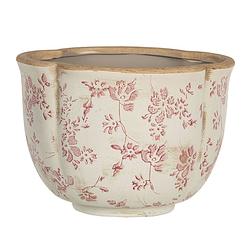 Foto van Clayre & eef bloempot ø 21x15 cm beige roze keramiek rond bloemen bloempot binnen plantenpot plant pot beige bloempot