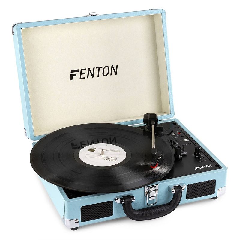 Foto van Platenspeler bluetooth en usb met ingebouwde speakers - fenton rp115 - retro - blauw