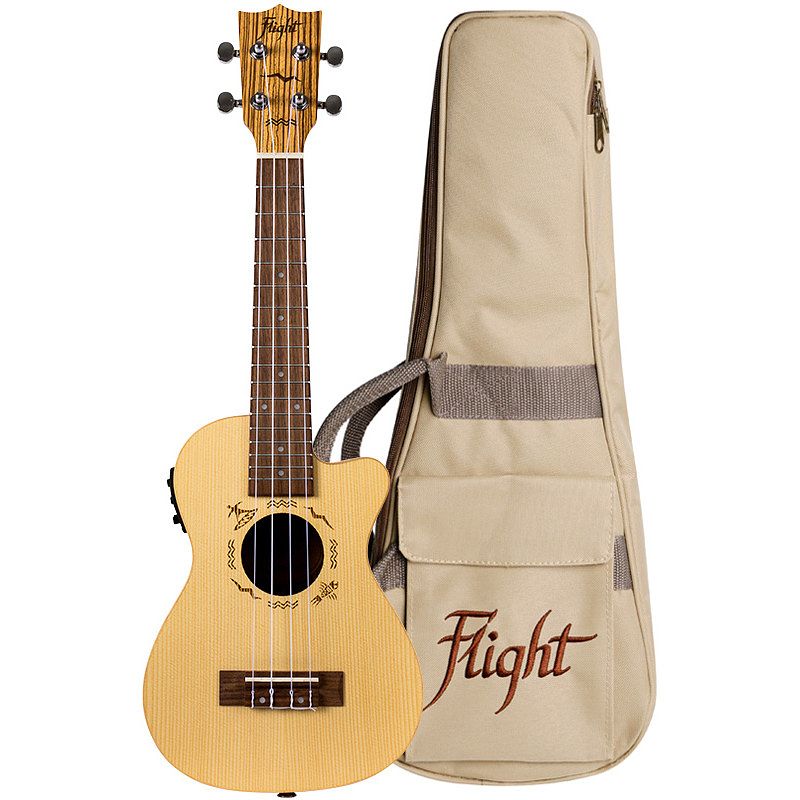 Foto van Flight designer series duc328e sp/zeb elektrisch-akoestische concert ukelele met gigbag