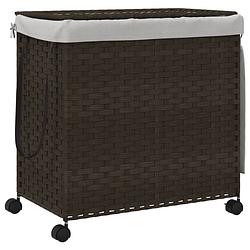 Foto van Vidaxl wasmand op wielen 60x35x60,5 cm rattan donkerbruin