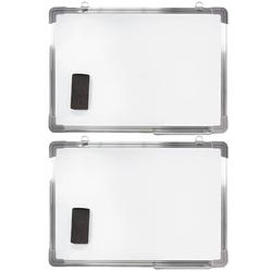 Foto van 2x stuks magnetische whiteboards met pennengoot en wisser 70 x 50 cm - whiteboards