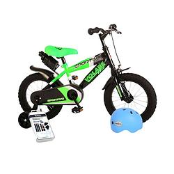 Foto van Volare kinderfiets sportivo - 14 inch - groen/zwart - inclusief fietshelm & accessoires