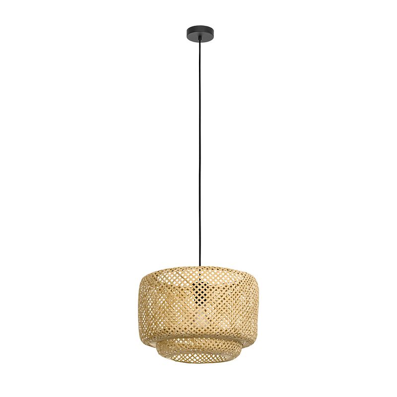 Foto van Eglo hettonle hanglamp - e27 - ø 42 cm - zwart/hout