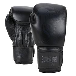 Foto van Super pro combat gear legend lederen (kick)bokshandschoenen - zwart - 12 oz