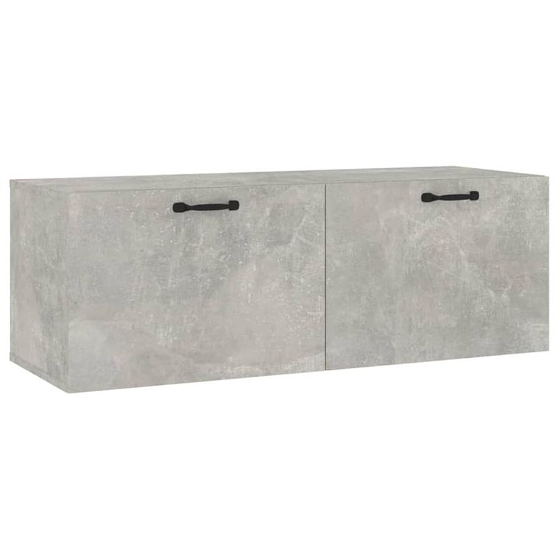 Foto van The living store wandkast bewerkt hout - 100x36.5x35 cm - betongrijs