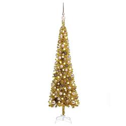 Foto van Vidaxl kerstboom met led's en kerstballen smal 120 cm goudkleurig