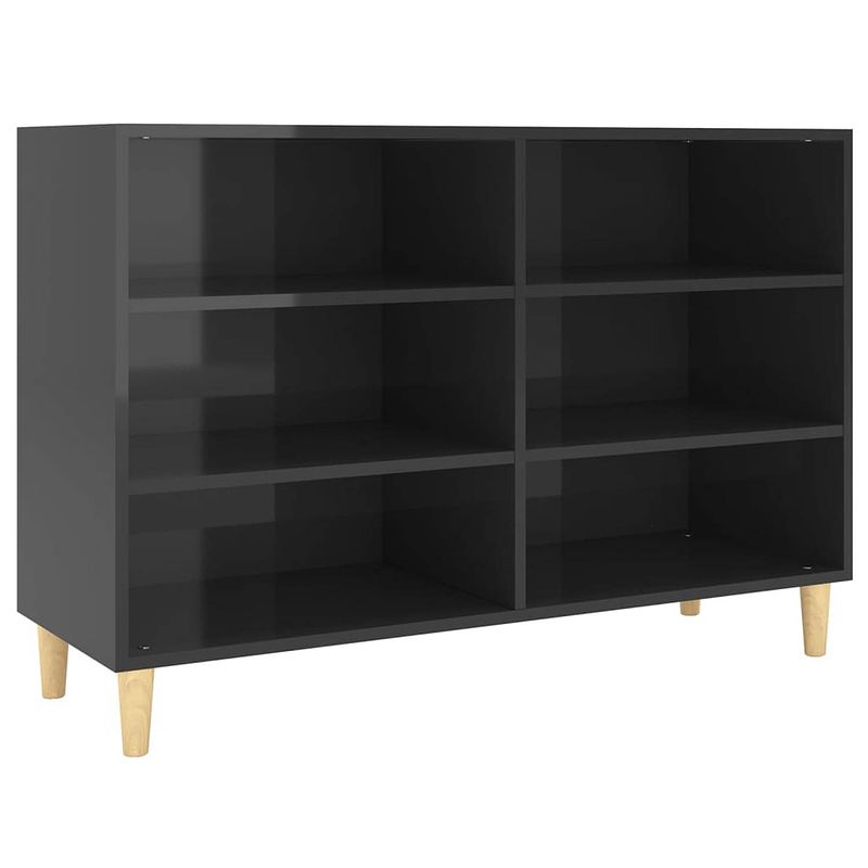 Foto van Vidaxl dressoir 103,5x35x70 cm spaanplaat hoogglans zwart