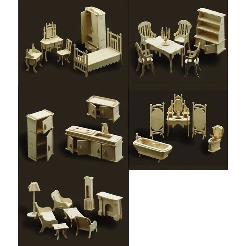 Foto van Poppenhuis meubels complete inrichting set