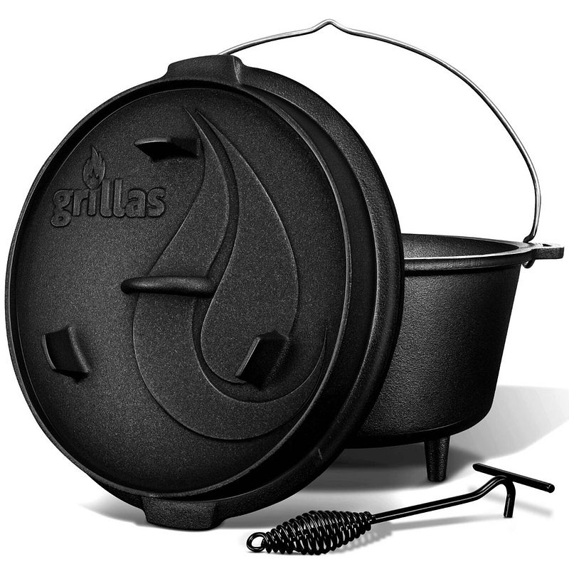 Foto van Grillas- dutch oven, 9l, bbq pan, gietijzer, met pootjes, c