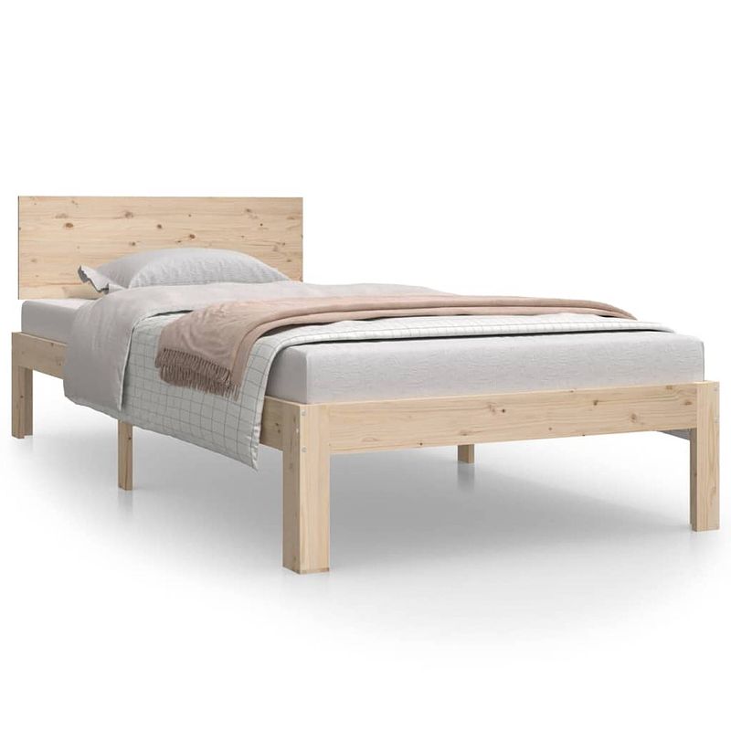 Foto van The living store bedframe - massief grenenhout - 205.5 x 93.5 x 69.5 cm - multiplex lattenbodem