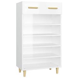 Foto van The living store scandinavische minimalistische schoenenkast - 60 x 35 x 105 cm - hoogglans wit