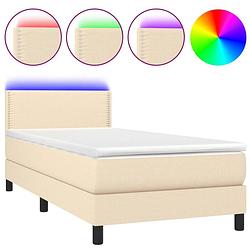 Foto van The living store boxspring classic - bed 90x200 cm - led - crème