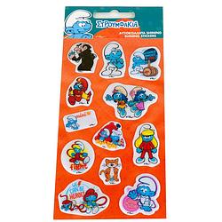 Foto van De smurfen stickervel junior oranje/blauw 12 stickers