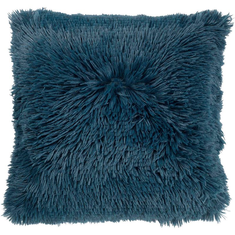 Foto van Dutch decor fluffy - kussenhoes unikleur smaragd 45x45 cm - groen - blauw