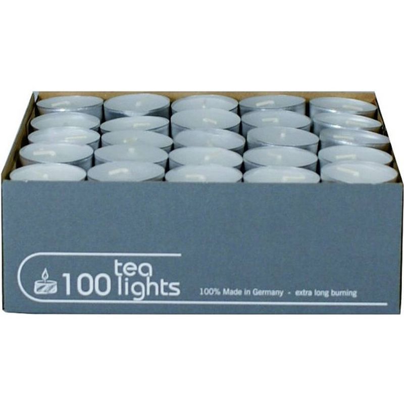 Foto van 100x theelichten wit 5 branduren in doos - waxinelichtjes